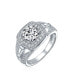 Art Deco Style 2CT AAA CZ Pave Halo Square Cushion Cut Solitaire Engagement Ring For Women .925 Sterling Silver Split Baguette Side Stone Migraine Edge Band