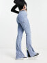 Фото #9 товара Urban Revivo bootcut flare denim jeans with graphic detailing in blue