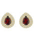 ფოტო #3 პროდუქტის Garnet (1-3/4 ct. t.w.) and Diamond (5/8 ct. t.w.) Halo Stud Earrings in 14K Yellow Gold