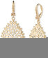 Gold-Tone Filigree Beading Openwork Leverback Drop Earrings