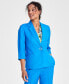 ფოტო #1 პროდუქტის Women's Linen-Blend Notched-Collar 3/4-Sleeve Jacket