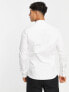 ASOS DESIGN Premium skinny sateen shirt with deep mandarin collar in white