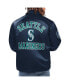 ფოტო #2 პროდუქტის Men's Navy Seattle Mariners Option Route Satin Full-Snap Jacket