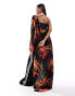 Фото #2 товара ASOS DESIGN evening dress with extreme draping in oversized floral print