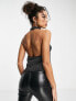 ASOS DESIGN cowl neck in hotfix and open back top in black