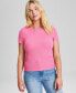 Women's Ribbed Crewneck Short-Sleeve T-Shirt, Created for Macy's