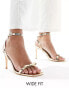 Glamorous Wide Fit bow barely there heeled sandals in gold