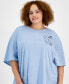 ფოტო #3 პროდუქტის Trendy Plus Size Keep Smiling Short-Sleeve T-Shirt