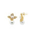 ფოტო #2 პროდუქტის Pave Four Leaf Dangling Flower Imitation Pearl Stud Earring