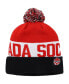 Фото #1 товара Men's Black, Red Canada Soccer Classic Stripe Cuffed Knit Hat with Pom