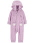 Baby Owl Hooded Zip-Up Fleece Jumpsuit 6M