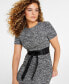 ფოტო #4 პროდუქტის Women's Tweed Belted Sheath Dress