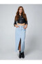 Фото #1 товара Юбка Koton Mid-Length High-Waisted Buttoned Cotton Ripped