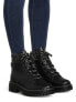 Time & Tru Womens Black Lace-Up Round Toe Slip-Resistant Ankle Hiker Boot US 8W