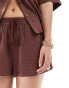 Iisla & Bird loose fit beach shorts co-ord in brown