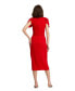 ფოტო #5 პროდუქტის Women's Crepe High Neck Midi Tulip Dress With Belt