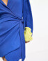 Фото #6 товара ASOS DESIGN long sleeve v neck wrap mini dress in bright blue