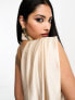 Фото #4 товара ASOS DESIGN one shoulder super draped asymmetric neck cowl back mini dress in stone