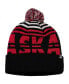 Фото #3 товара Men's Black and Scarlet Nebraska Huskers Colossal Cuffed Knit Hat with Pom
