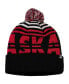 ფოტო #3 პროდუქტის Men's Black and Scarlet Nebraska Huskers Colossal Cuffed Knit Hat with Pom