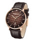 ფოტო #4 პროდუქტის Men's Diamond Accent Dial Brown Dark Genuine Leather Strap Watch 42mm