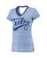 ფოტო #3 პროდუქტის Women's Navy Chicago Cubs Hail Mary V-Neck Back Wrap T-Shirt
