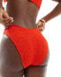 Фото #4 товара ASOS DESIGN Amy crinkle high leg hipster bikini bottom in tomato red