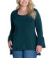 Фото #3 товара Plus Size Long Bell Sleeve High Low Tunic Top