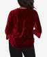 ფოტო #2 პროდუქტის Runway Ready Women's Crushed Velvet Beaded Split Neck Top