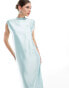 Фото #2 товара ASOS DESIGN satin sleeveless oversized midi tshirt dress in icy blue