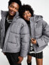 Фото #1 товара COLLUSION Unisex nylon puffer jacket with branding in charcoal