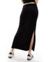 Фото #6 товара Stradivarius STR midi skirt with side split in black
