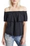 Фото #1 товара Current/Elliott The Ruffle Off-the-Shoulder Top Women's Sz. 3 (Black) 152823