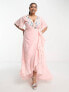 Фото #1 товара Maya Plus embroidered wrap midaxi dress in veiled rose
