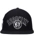 Men's Black Brooklyn Nets Wordmark Logo Snapback Hat