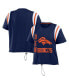 Фото #1 товара Women's Navy Distressed Denver Broncos Cinched Colorblock T-shirt