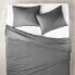 Фото #2 товара Twin/Twin Extra Long Heavyweight Linen Blend Duvet Cover & Sham Set Dark Gray -