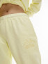 Фото #3 товара Topshop co-ord east mercer embroidered vintage wash oversized cuffed jogger in yellow