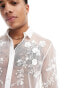 Фото #4 товара ASOS DESIGN hand embellished regular shirt in cream