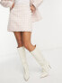 Miss Selfridge pelmet boucle mini skirt in pink and white check