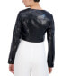 ფოტო #2 პროდუქტის Women's Croc-Print Faux-Leather Cropped Jacket