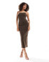 Pull&Bear polyamide shaping strappy maxi dress in chocolate brown Коричневый, S - EU 36 - фото #1