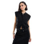 Фото #1 товара Pimkie tailored sleeveless pocket detail jacket in black