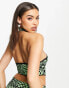 Фото #2 товара Motel knitted halter neck crop top in green warped polka co-ord