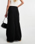 Vero Moda longline denim maxi skirt in black