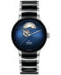 ფოტო #1 პროდუქტის Unisex Swiss Automatic Centrix Open Heart Black Ceramic & Stainless Steel Bracelet Watch 40mm