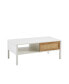 Modern white rattan coffee table with storage and metal legs