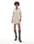 Фото #2 товара Weekday Tahlia polo collar knitted mini dress in light beige melange exclusive to ASOS