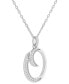 Cubic Zirconia Initial 18" Pendant Necklace in Sterling Silver, Created for Macy's