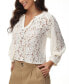 Women's Cropped Lace Peasant Top
